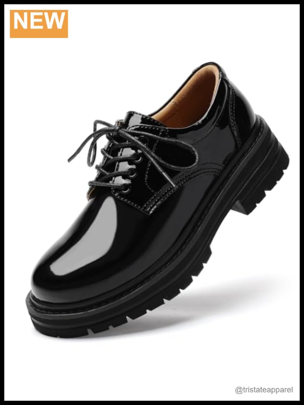 Calfskin Leather Oxfords Women Lace Up Chunky Block Heel Platform Shoes